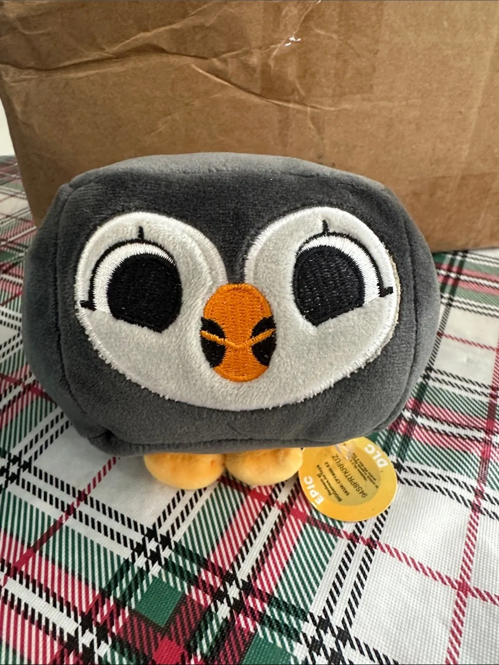 Blue & White Plush Penguin Pet Toy with Yellow Beak